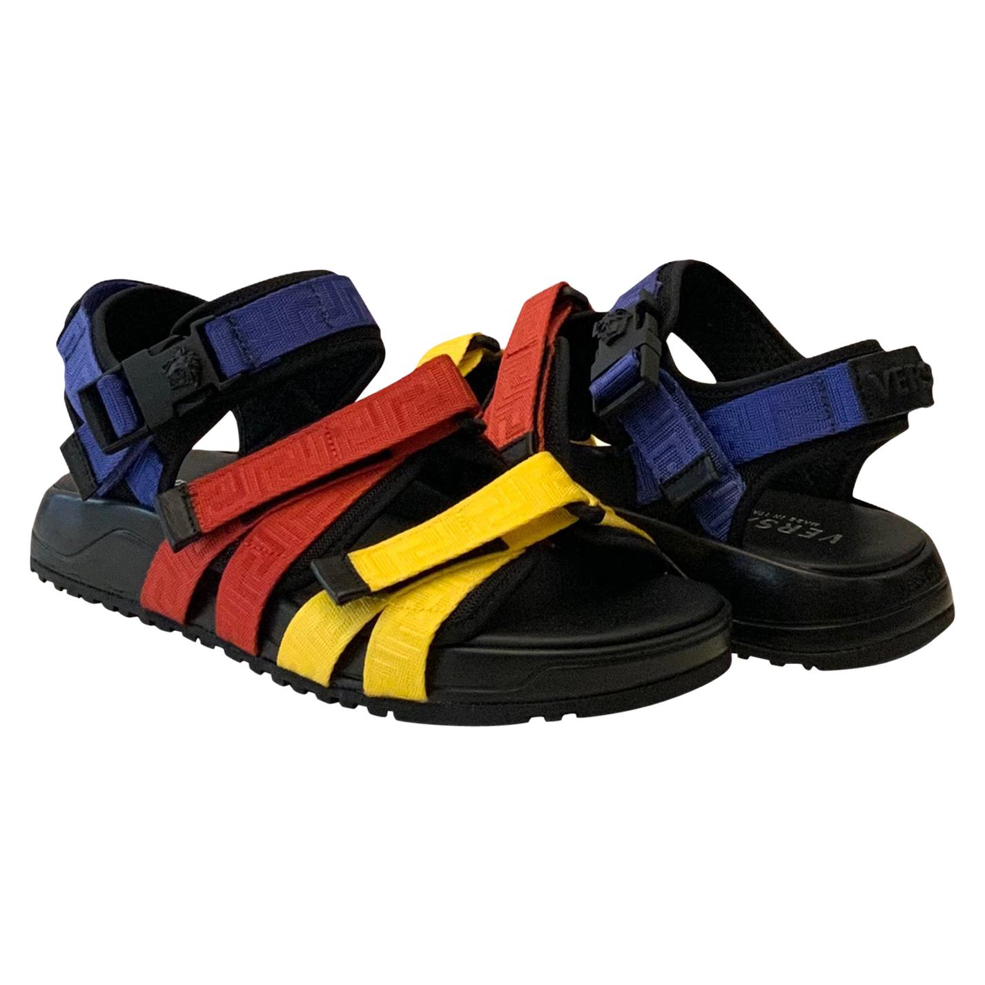 Versace Multicolor Strap Greca Sandals