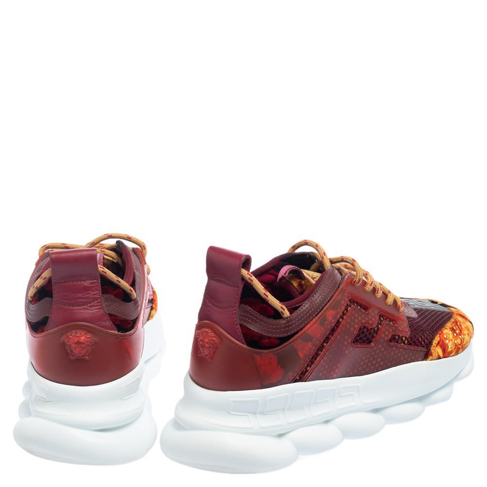 Versace Zapatillas de terciopelo multicolor y malla Chain Reaction Talla 41 Marrón
