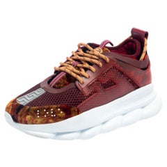 Versace Multicolor Velvet And Mesh Chain Reaction Sneakers Size 41