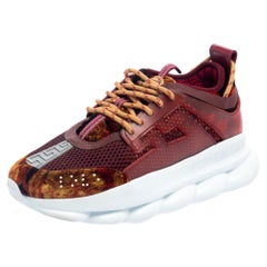 Mehrfarbige Sneakers aus Samt und Mesh mit Kettenreaktion von Versace, Größe 41