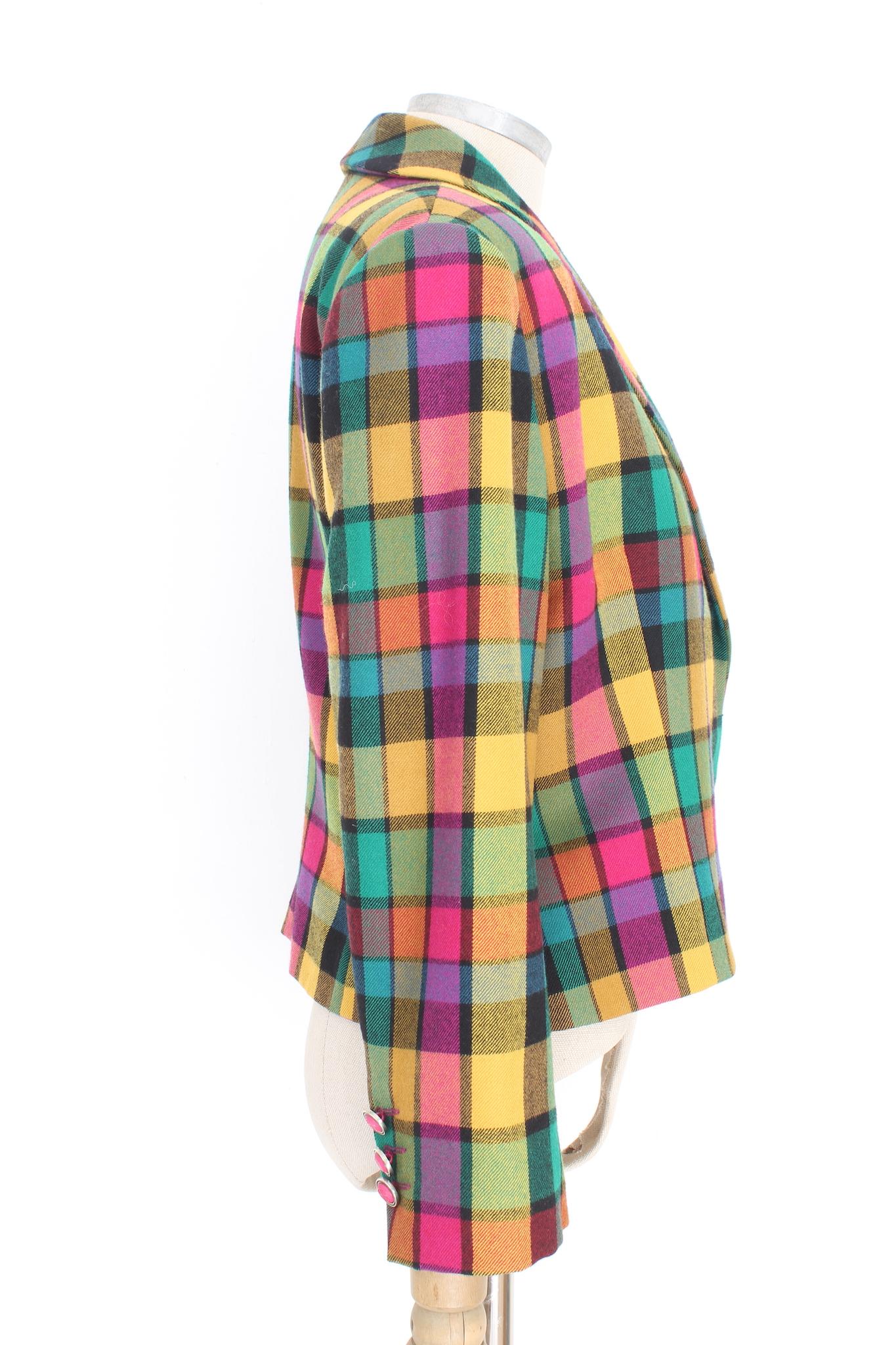 Versace Multicolor Wool Check Jacket 1990s In Excellent Condition In Brindisi, Bt