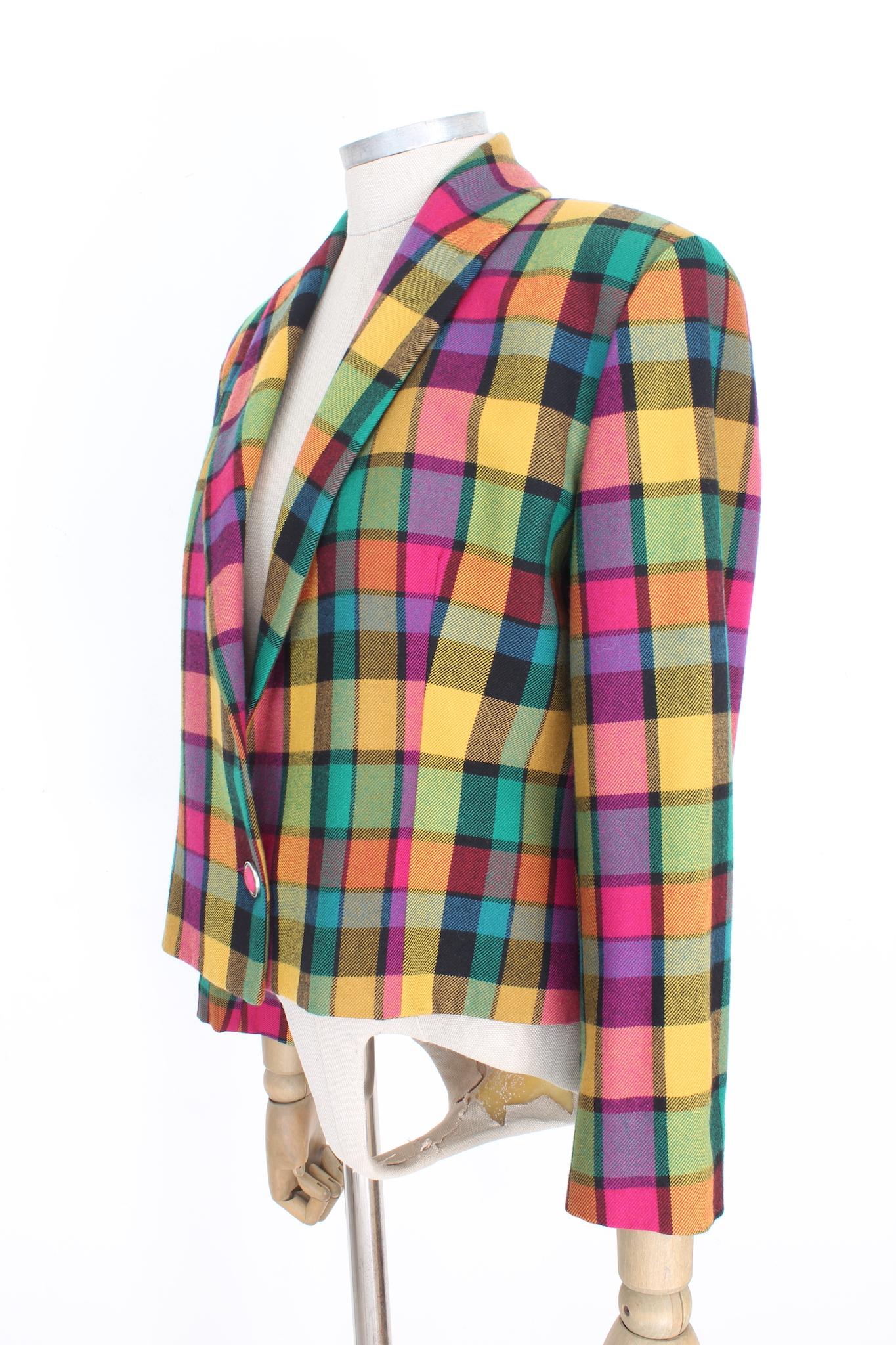 Versace Multicolor Wool Check Jacket 1990s 1