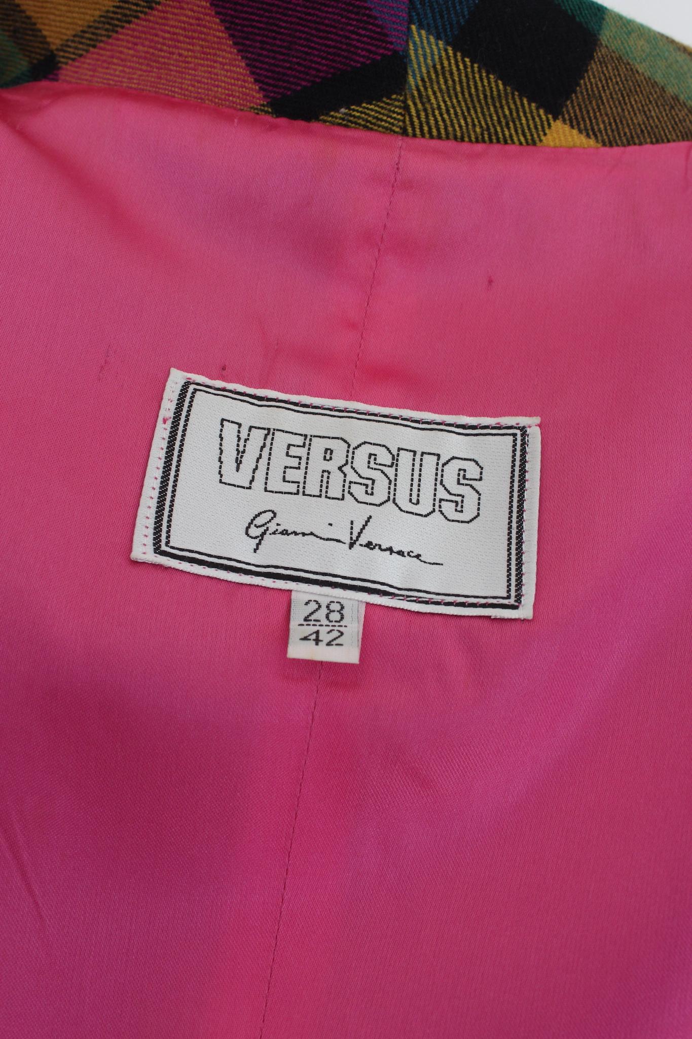 Versace Multicolor Wool Check Jacket 1990s 3