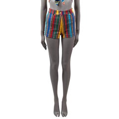 VERSACE multicolored cotton 1993 STRIPED HIGH WAISTED Shorts Pants XS