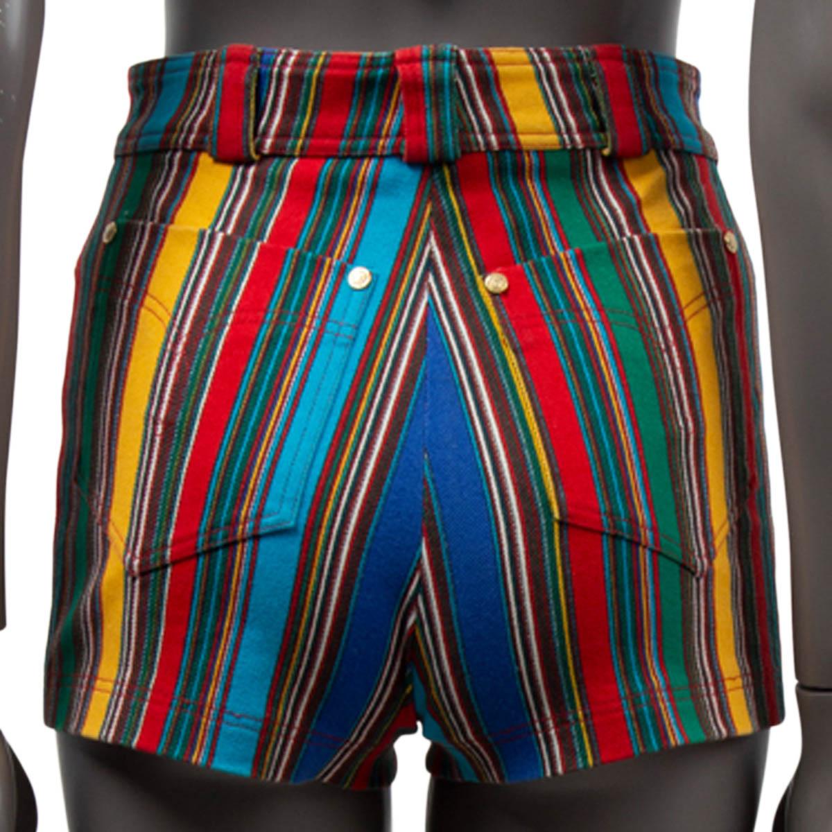 Women's VERSACE multicolored cotton 1993 STRIPED HIGH WAISTED Shorts Pants XS For Sale