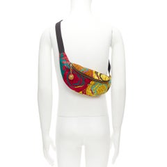 VERSACE multicolour Barocco Signature print gold medusa nylon shoulder waist bag