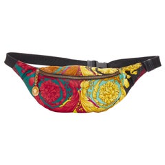 VERSACE multicolour Barocco Signature print gold medusa nylon shoulder waist bag