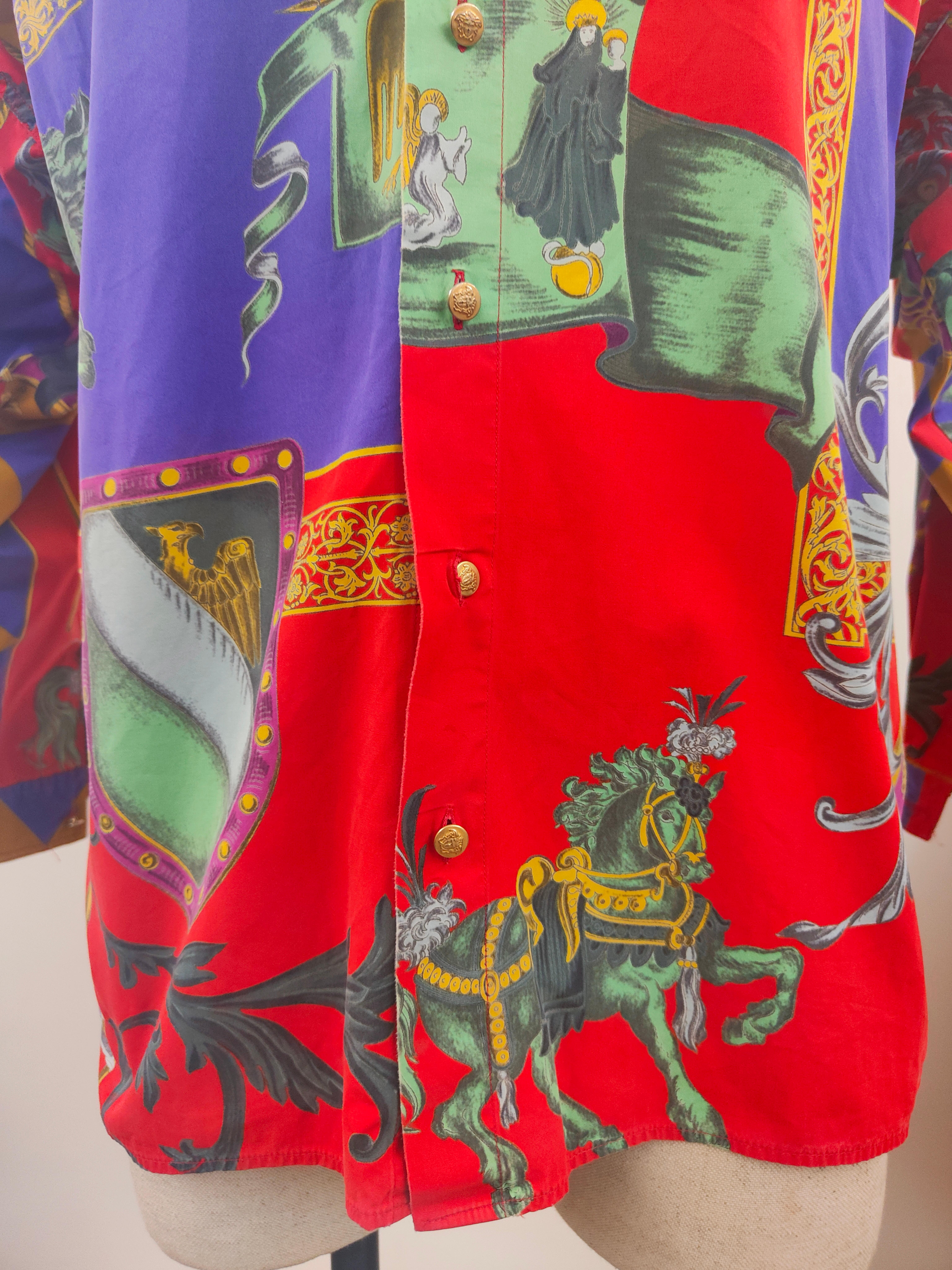Chemise en coton multicolore Versace en vente 2