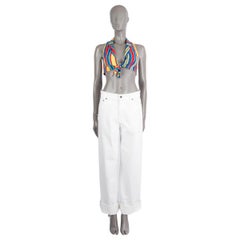 VERSACE coton multicolore STRIPED TIE FRONT CROP TOP Chemise S