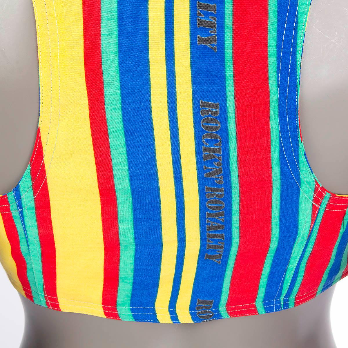 VERSACE multicoloured cotton STRIPED TIE FRONT CROP TOP Shirt S For Sale 1