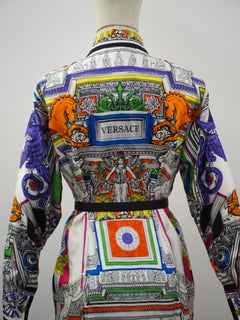 Versace multicoloured dress chemisier with belt NWOT