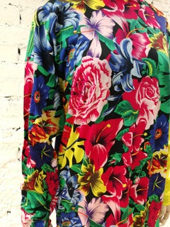 Versace Multicoloured Flowers Cotton Shirt