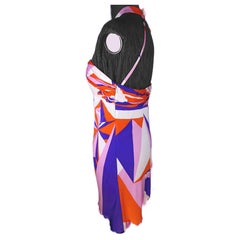 VERSACE - Multicoloured Sheath Halter Dress with Versace Monogram  Size 8US