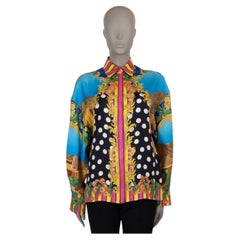 VERSACE multicoloured silk 2023 MEDUSA PALM SPRINGS TIE-FRONT Blouse Shirt S