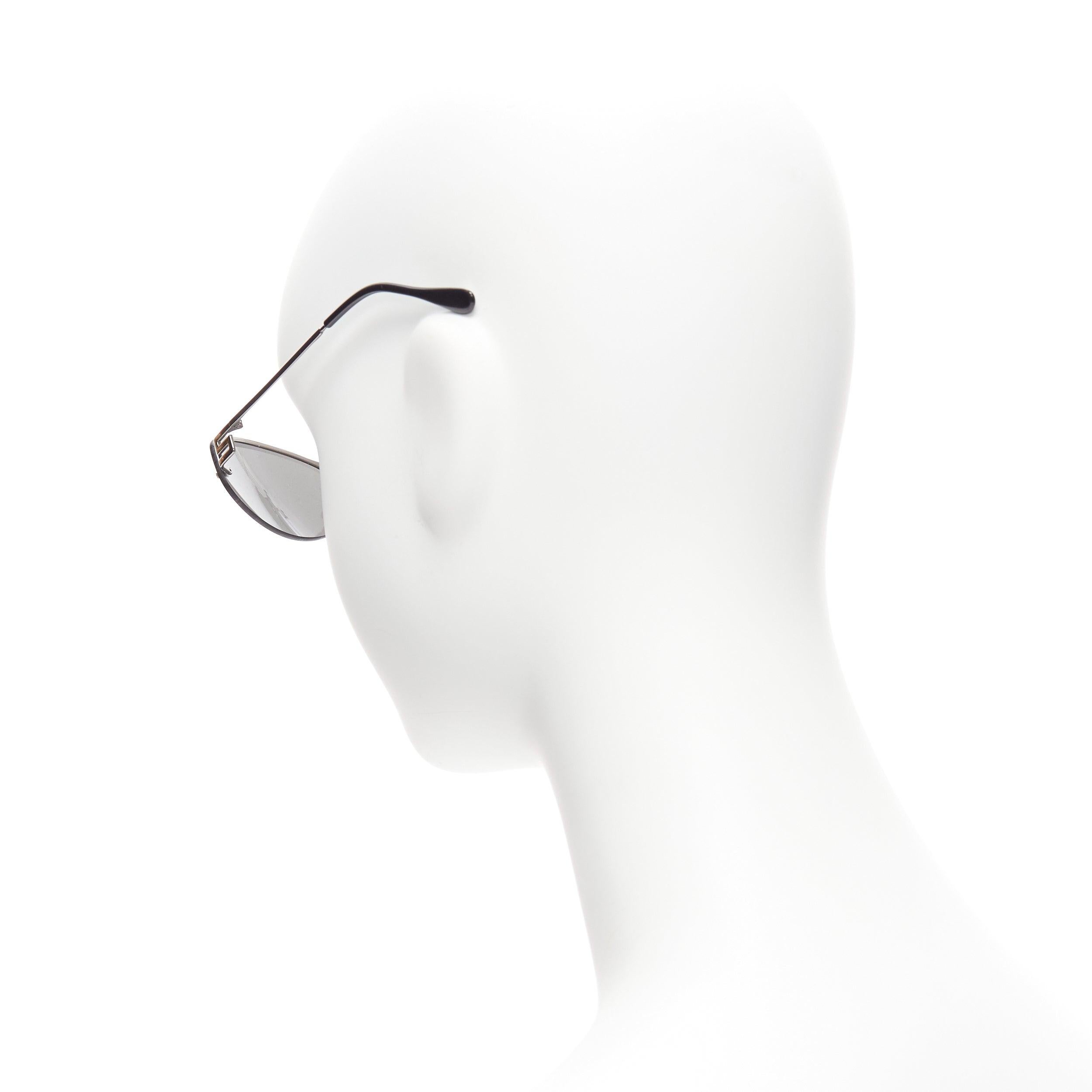 Women's VERSACE N17 89M/247 Greca leg grey lens futuristic oval sunglasses For Sale