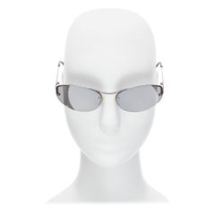 VERSACE N17 89M/247 Greca leg grey lens futuristic oval sunglasses