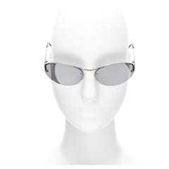 Vintage VERSACE N17 89M/247 Greca leg grey lens futuristic oval sunglasses