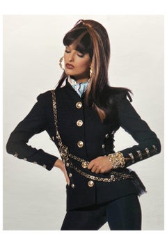 Versace  Navy Blazer Jacket With Lace Back & Gold Buttons SS 1992