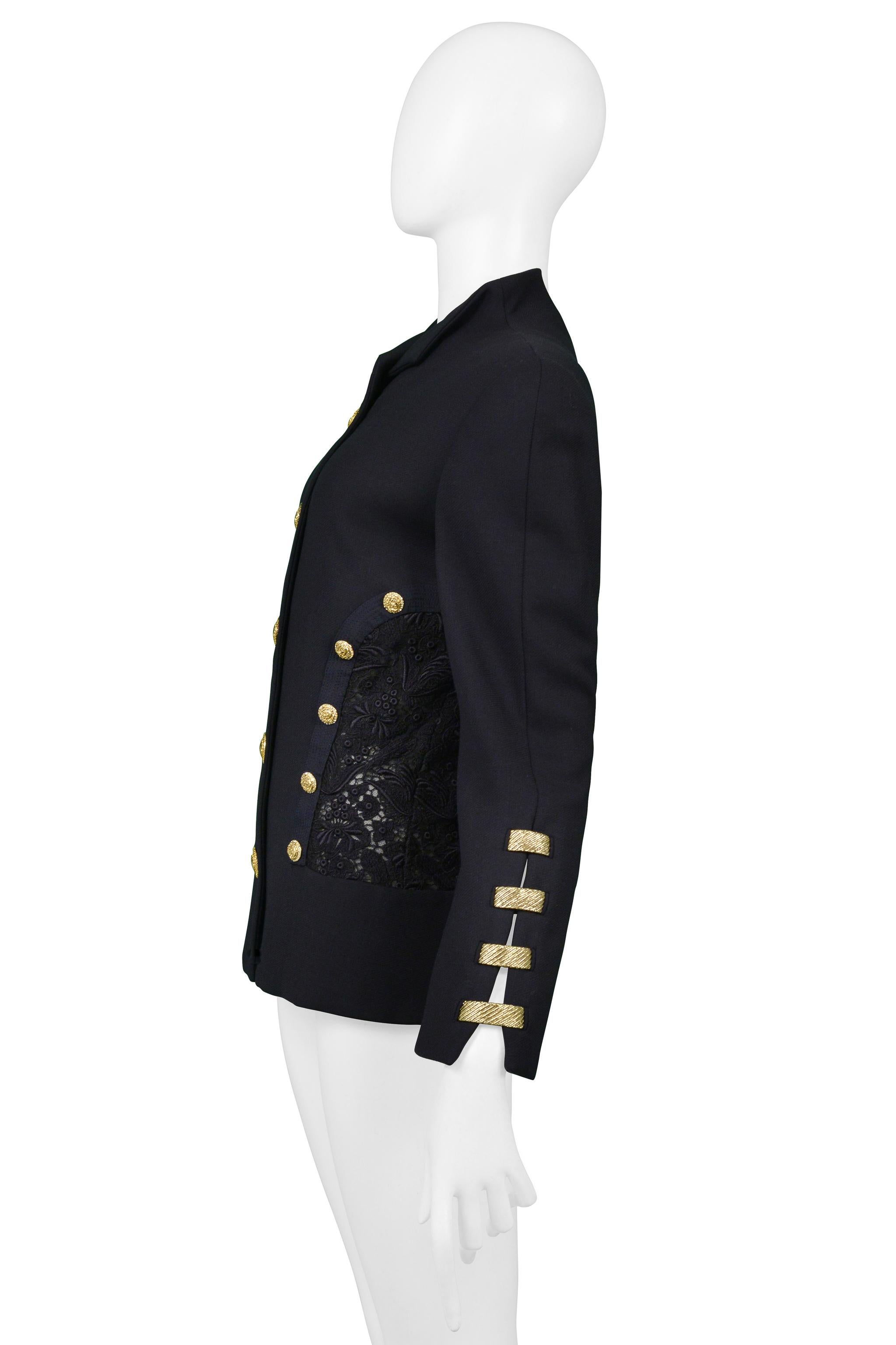 Versace  Navy Blazer Jacket With Lace Back & Gold Buttons SS 1992 2