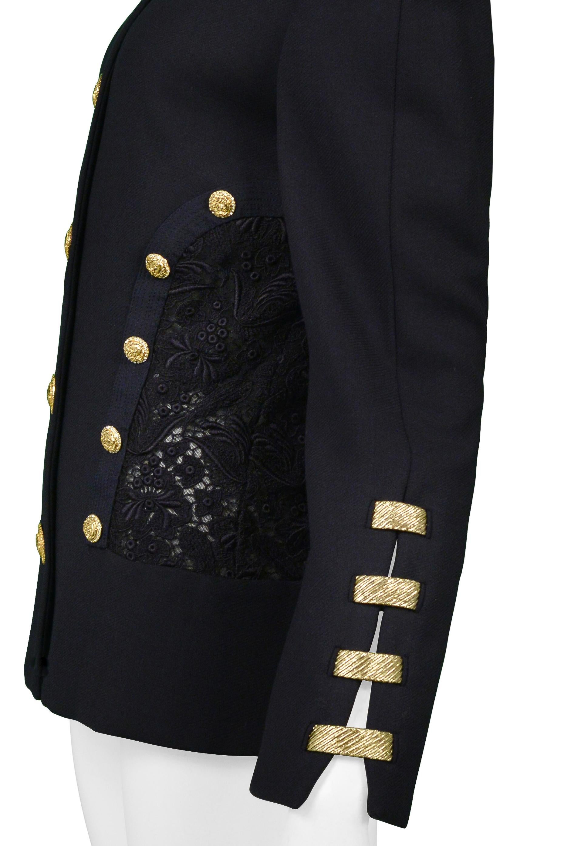 Versace  Navy Blazer Jacket With Lace Back & Gold Buttons SS 1992 3