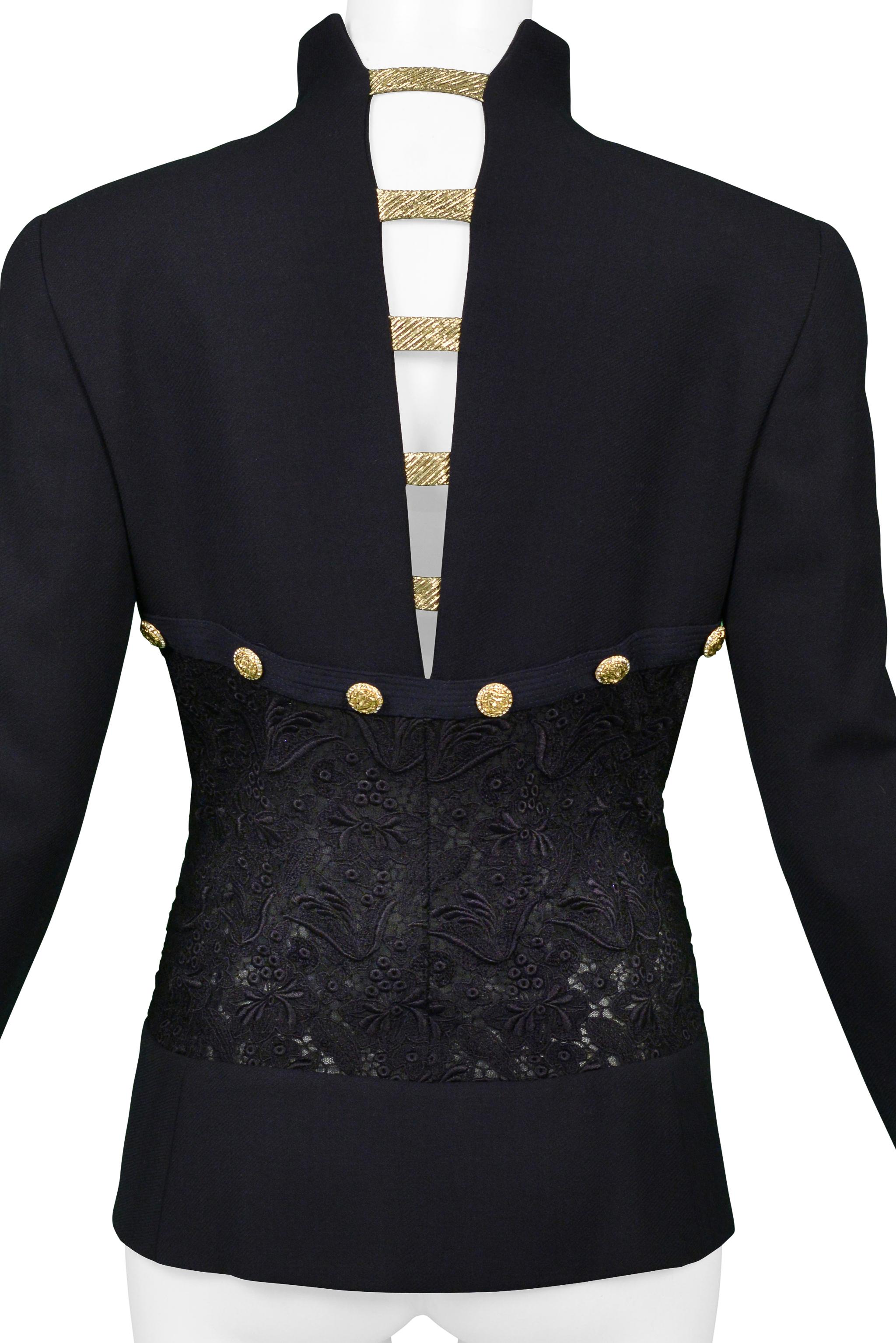 Versace  Navy Blazer Jacket With Lace Back & Gold Buttons SS 1992 5