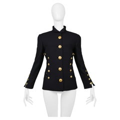 Versace  Navy Blazer Jacket With Lace Back & Gold Buttons SS 1992
