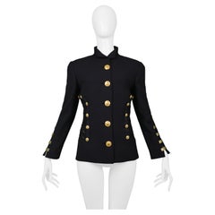 Versace Navy Blazer Jacket With Lace Back & Gold Buttons SS 1992