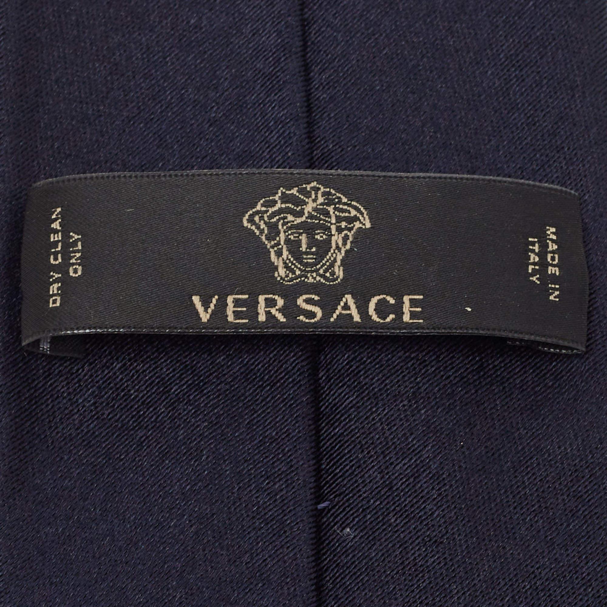 Men's Versace Navy Blue Medusa Patterned Silk Tie