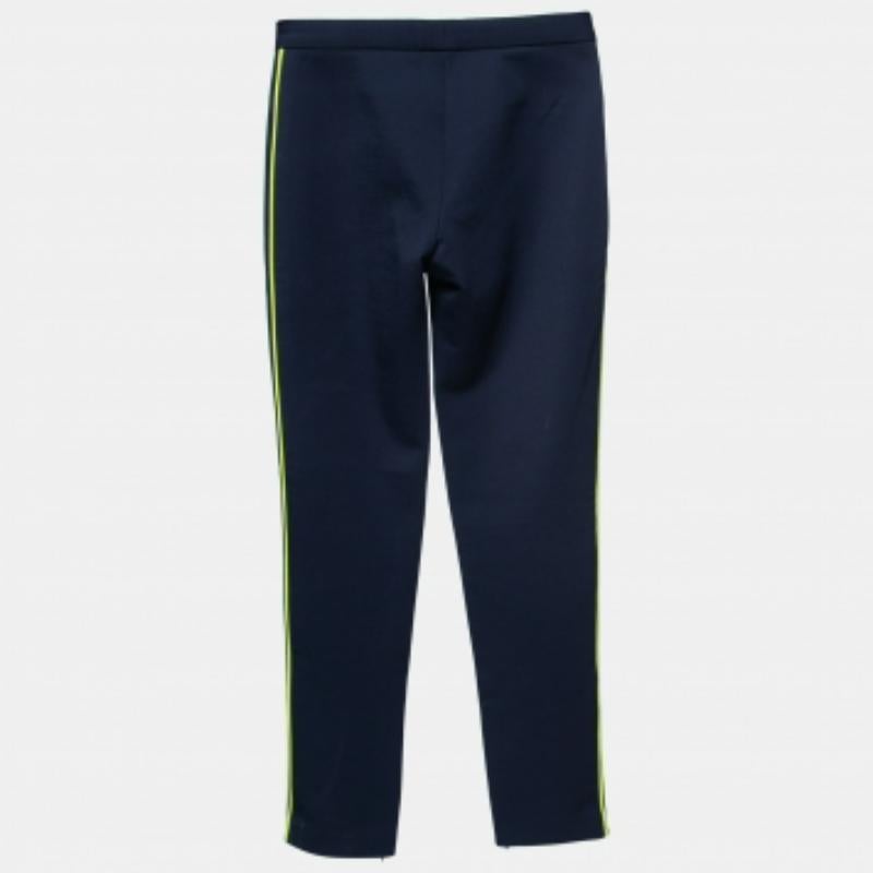 Marineblaue Stretch-Leggings von Versace mit Kontrastpaspelierungsdetails in Kontrast, S (Schwarz) im Angebot