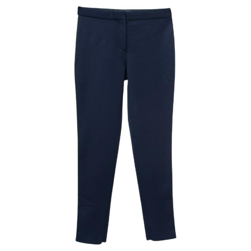 Marineblaue Stretch-Leggings von Versace mit Kontrastpaspelierungsdetails in Kontrast, S