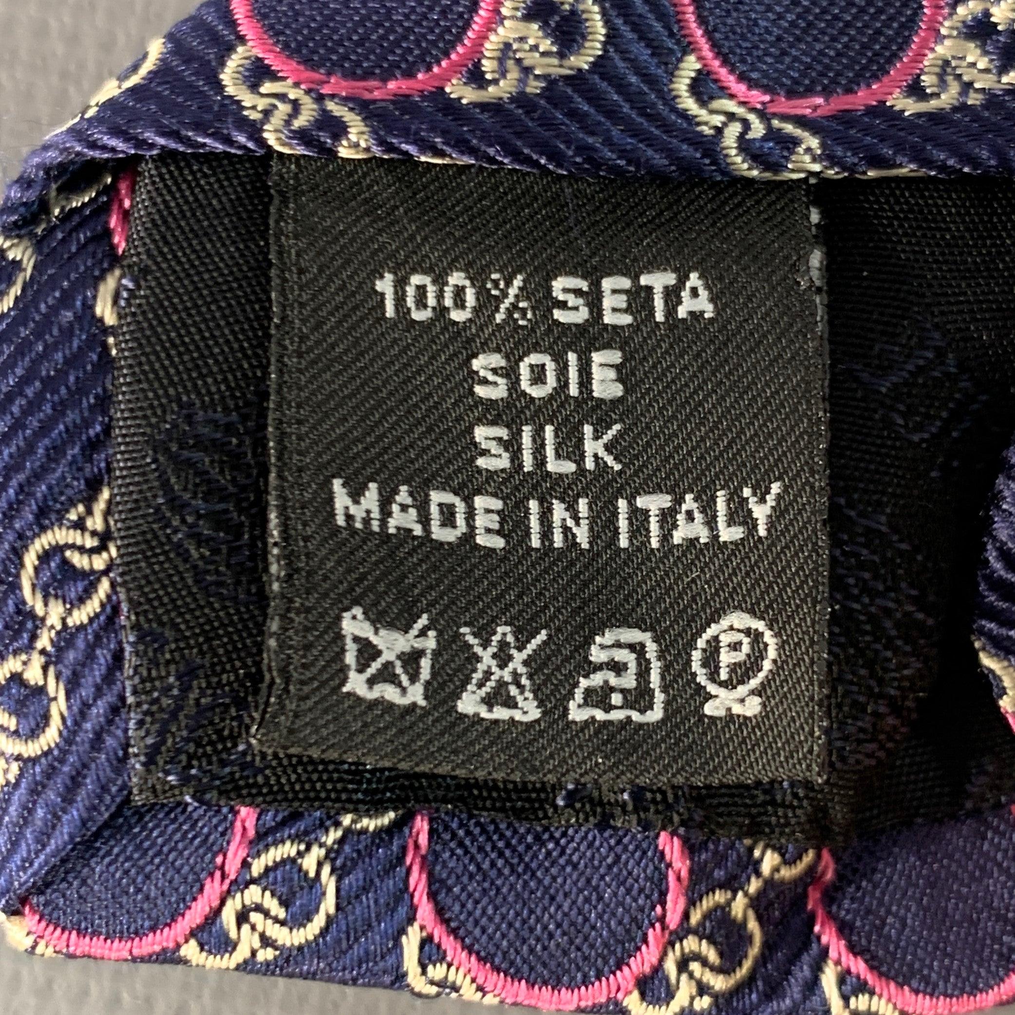 Uomo VERSACE Cravatta in seta jacquard con cerchi a catena rosa marina in vendita