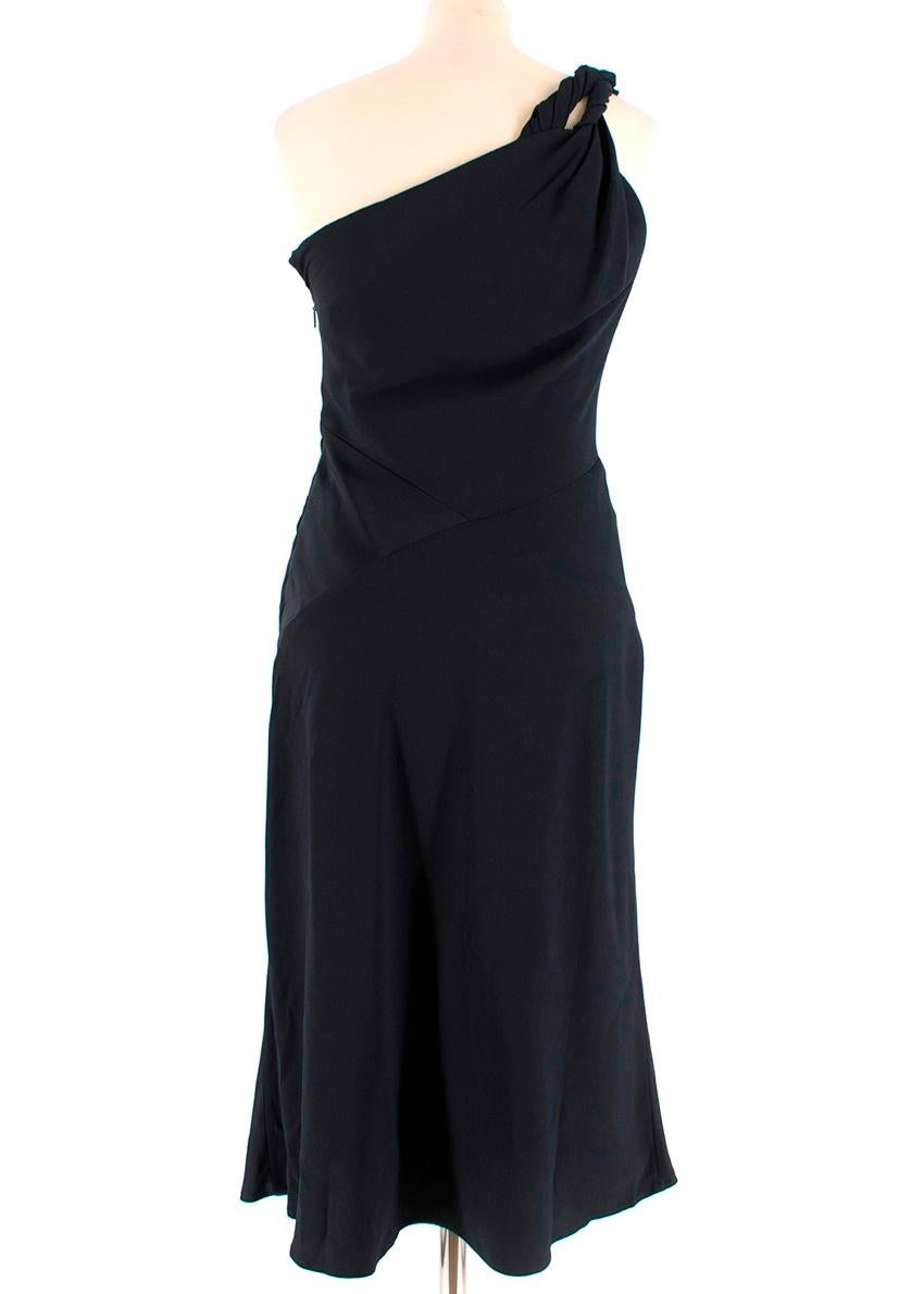 Black Versace Navy Twist One Shoulder Crepe Dress - Size US 2 For Sale