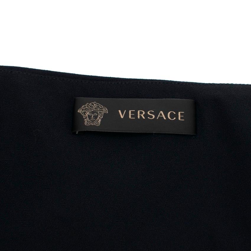 Versace Navy Twist One Shoulder Crepe Dress - Size US 2 In New Condition For Sale In London, GB