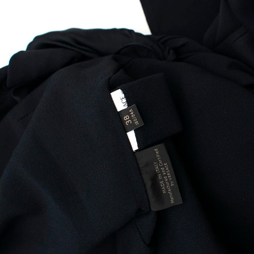 Versace Navy Twist One Shoulder Crepe Dress - Size US 2 For Sale 3