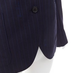 Versace giacca blazer gessata in lana vergine navy in cotone GV Signature IT40 S