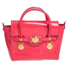 Versace Neon Pink Patent Leather Medusa Medallion Tote