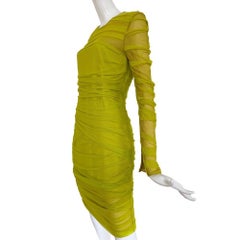 Versace Neon Yellow Draped Cocktail Dress