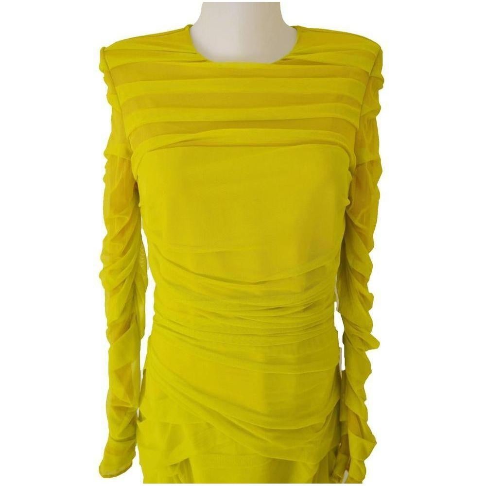Versace Neon Yellow Draped Cocktail Dress  In New Condition For Sale In Brossard, QC