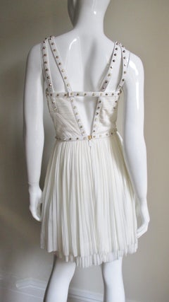 Versace Silk Dress with Studded Leather Straps