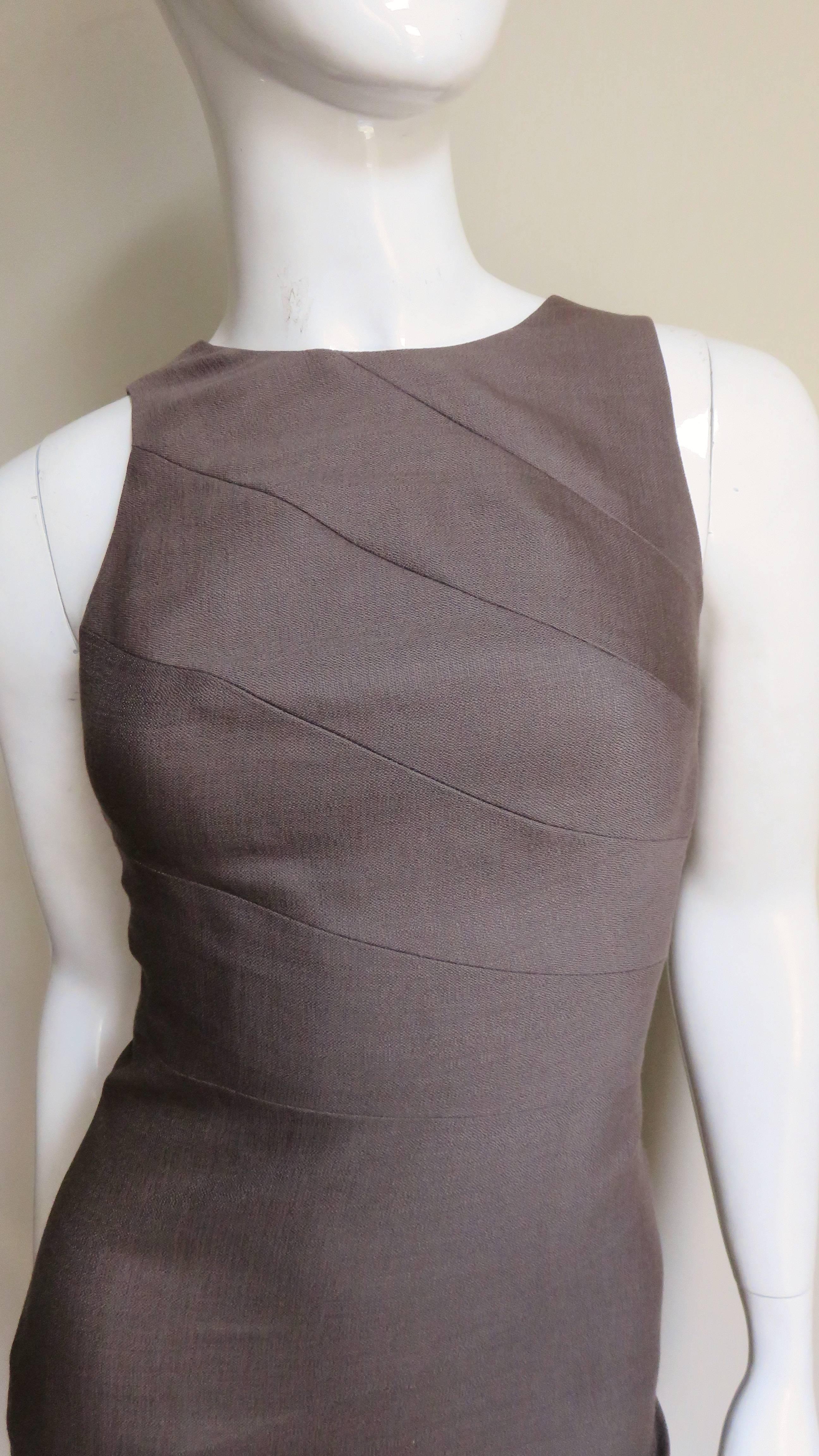 Gray Versace New Bodycon Spiral Seam Dress