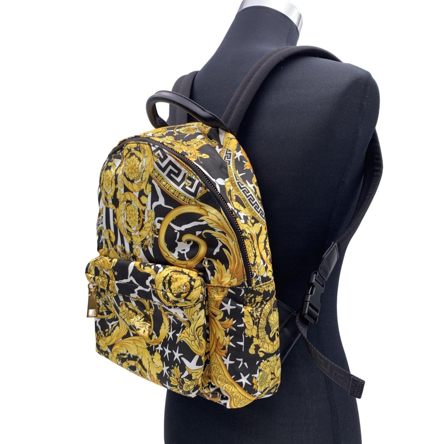 Versace Nylon Baroque Medusa Small Backpack Shoulder Bag In Excellent Condition For Sale In Rome, Rome
