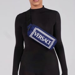 Versace Nylon Navy Blue Logo Belt Bag