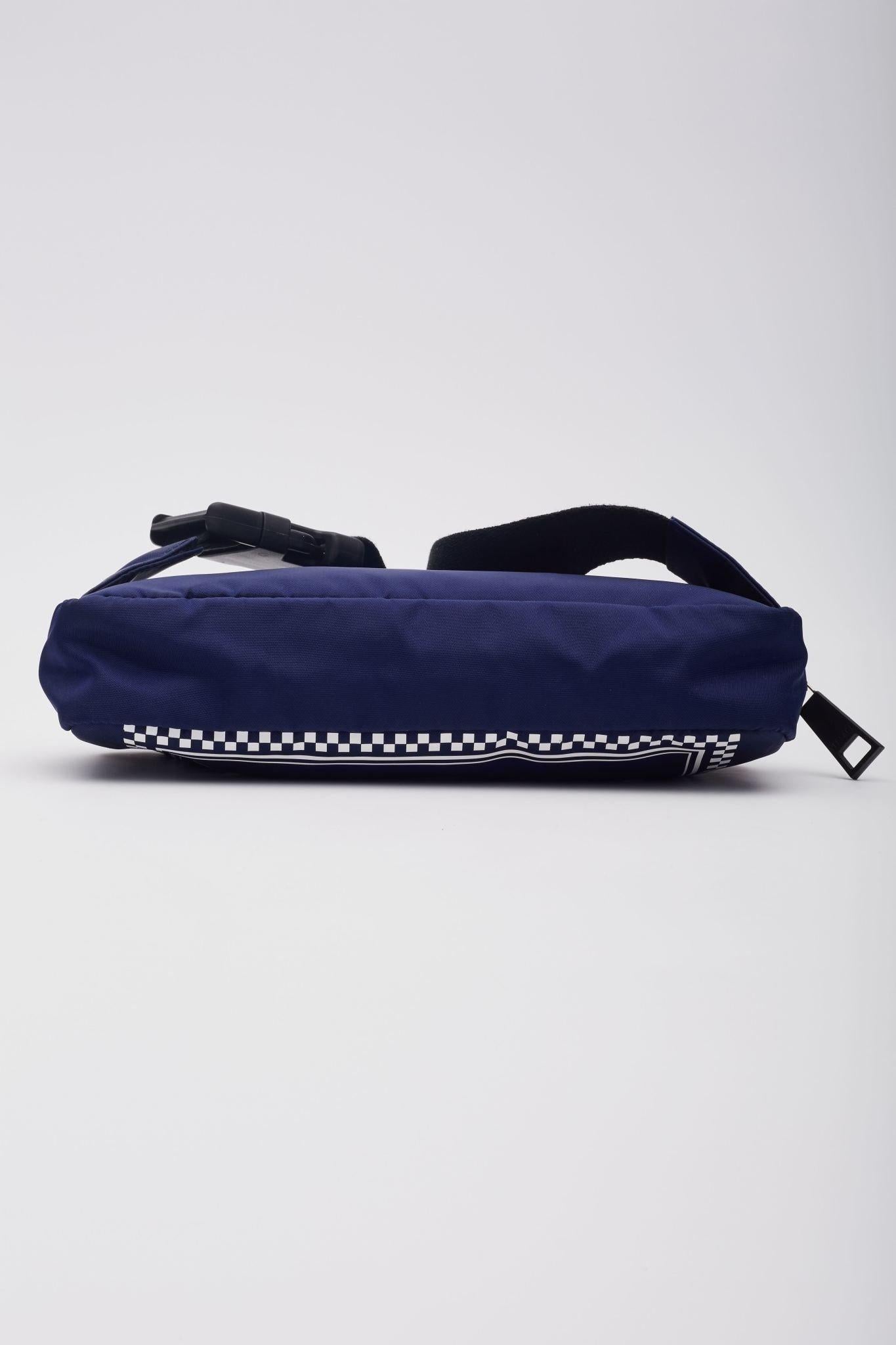 Versace Nylon Navy Blue Logo Belt Bag For Sale 1