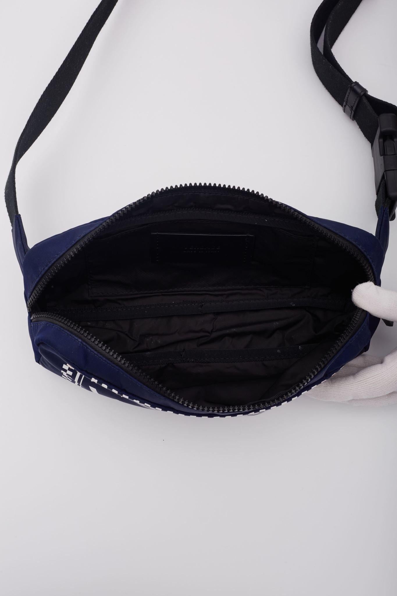 Versace Nylon Navy Blue Logo Belt Bag For Sale 2