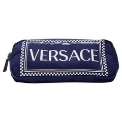 Versace Nylon Navy Blue Logo Belt Bag
