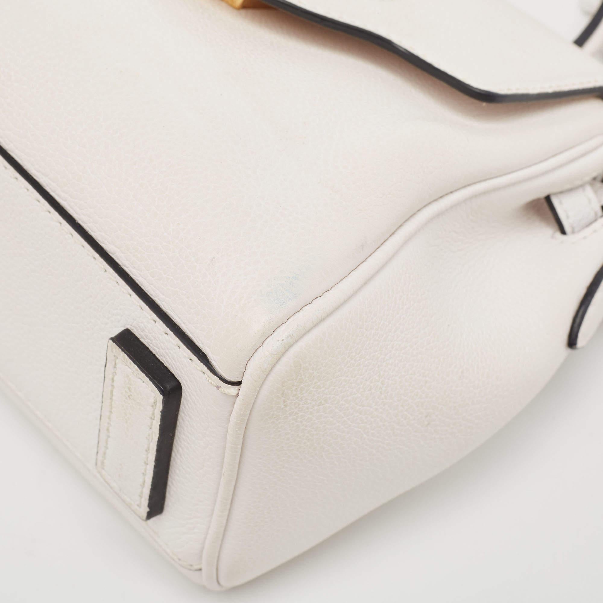 Versace Off White Leather La Medusa Top Handle Bag For Sale 8