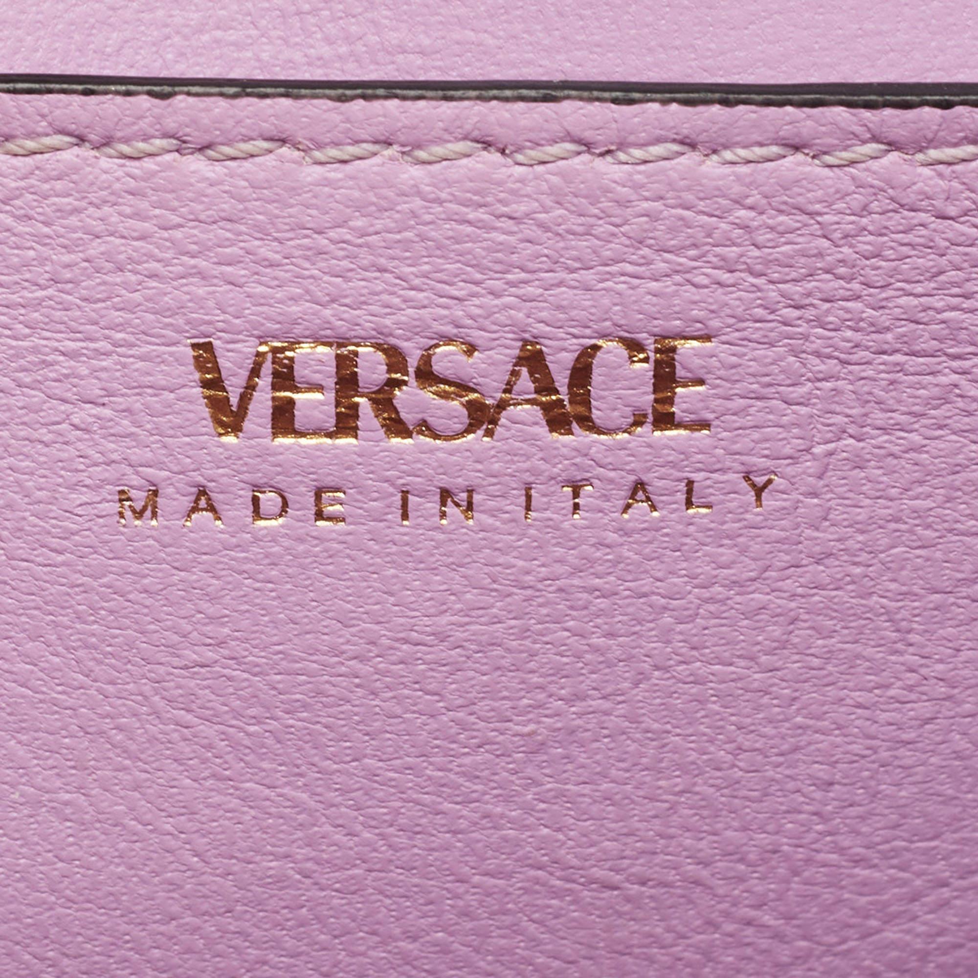 Versace Off White Leather La Medusa Top Handle Bag For Sale 13