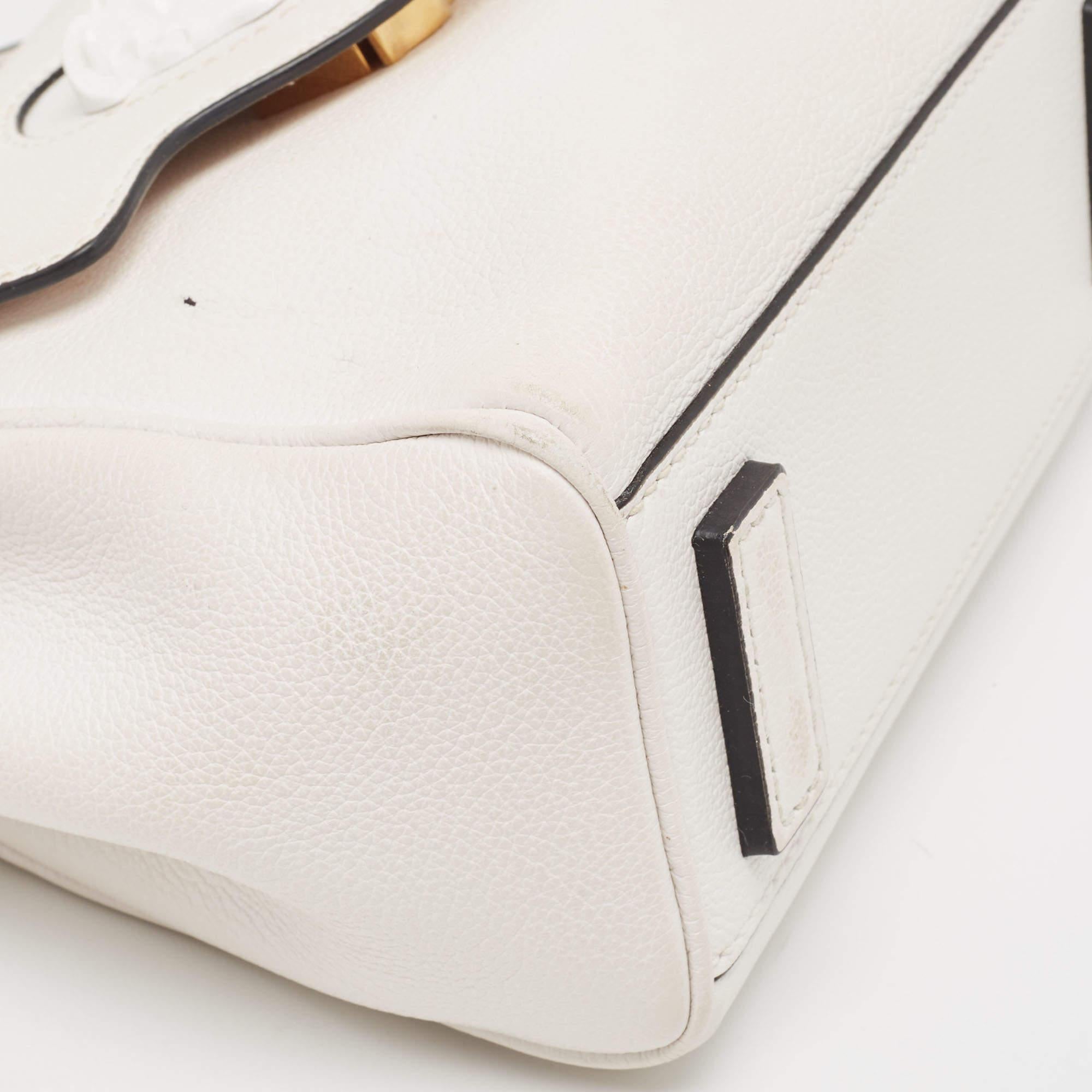 Versace Off White Leather La Medusa Top Handle Bag For Sale 1