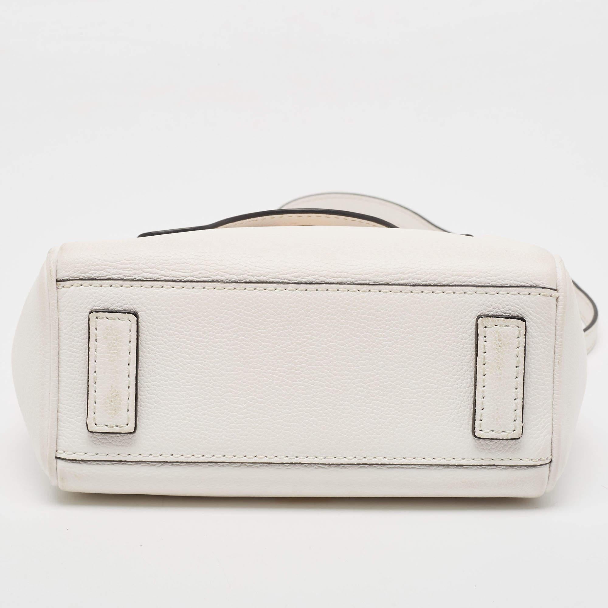 Versace Off White Leather La Medusa Top Handle Bag For Sale 2