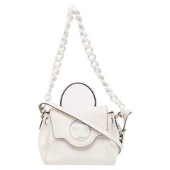 Versace Off-White Leather La Medusa Top Handle Bag